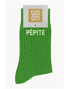 Chaussettes à Paillettes à Message "Pépite" - Matcha Green - Woom