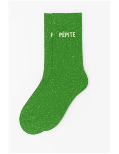 Chaussettes à Paillettes à Message "Pépite" - Matcha Green - Woom 2
