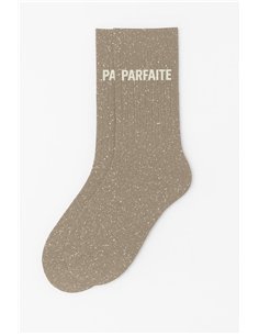 Chaussettes à Paillettes à Message "Parfaite" -Beige - woom 2