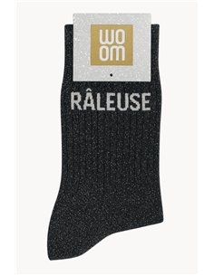 Chaussettes à Paillettes à Message "Râleuse" - Noir - woom
