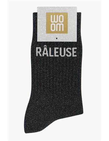 Chaussettes à Paillettes à Message "Râleuse" - Noir - woom