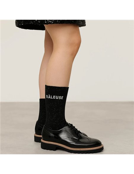 Chaussettes à Paillettes à Message "Râleuse" - Noir - woom