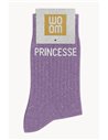 Chaussettes à Paillettes à Message "Princesse" - Mauve - Woom