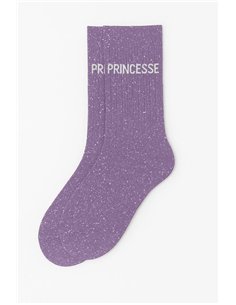 Chaussettes à Paillettes à Message "Princesse" - Mauve - Woom 2