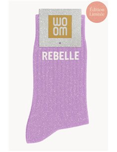 Chaussettes à Paillettes à Message "Rebelle" - Purple Drama - woom 2