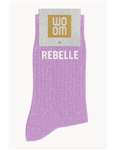 Chaussettes à Paillettes à Message "Rebelle" - Purple Drama - woom