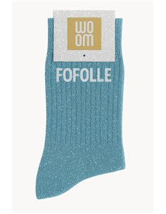 Chaussettes à Paillettes à Message "Fofolle" - Bleu Turquoise - Woom