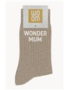 Chaussettes à Paillettes à Message "Wonder Mum" - Beige - woom