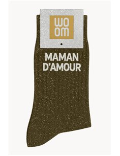 Chaussettes à Paillettes à Message "Maman d'amour" - Kaki - woom