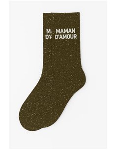 Chaussettes à Paillettes à Message "Maman d'amour" - Kaki - woom 2