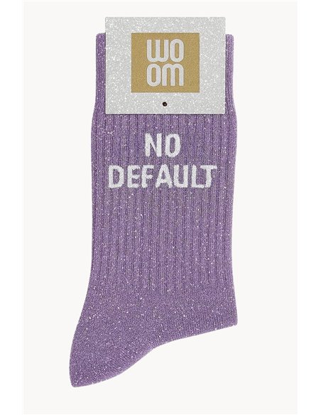 Chaussettes à Paillettes à Message "No Default" - Mauve - woom