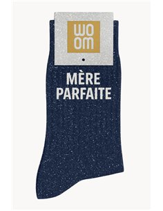 Chaussettes à Paillettes à Message "Mère Parfaite" - Marine - woom