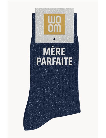 Chaussettes à Paillettes à Message "Mère Parfaite" - Marine - woom