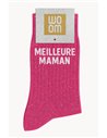 Chaussettes à Paillettes à Message "Meilleure Maman" - Fuchsia - woom