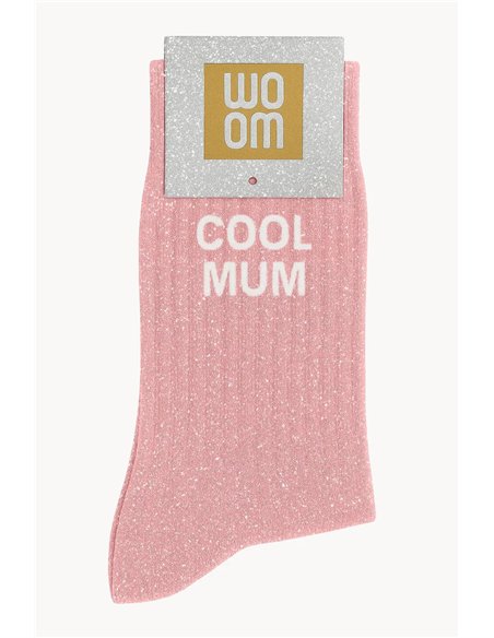 Chaussettes à Paillettes à Message "Cool Mum" - Rose - woom