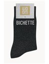 Chaussettes à Paillettes à Message "Bichette" - Noir - woom