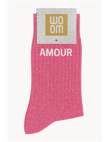 Chaussettes à Paillettes à Message "Amour" - Rose Bubble - woom