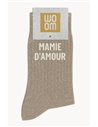 Chaussettes à Paillettes à Message "Mamie d'Amour" - Beige - woom