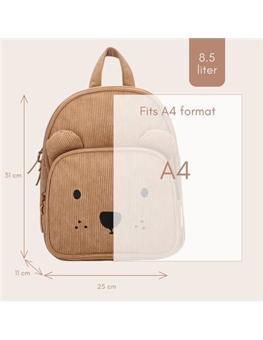 Sac à dos enfant ourson côtelé beige