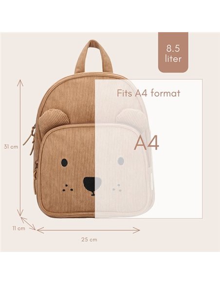 Sac à dos enfant ourson côtelé beige