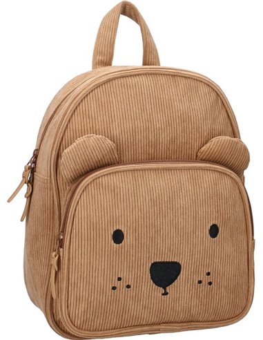Sac à dos enfant ourson côtelé beige