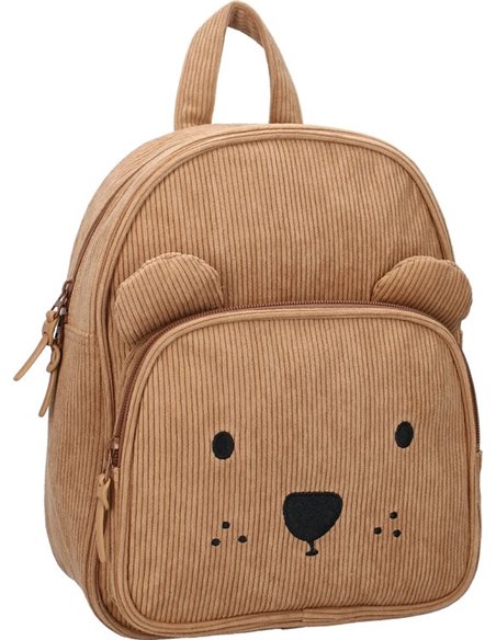Sac à dos enfant ourson côtelé beige