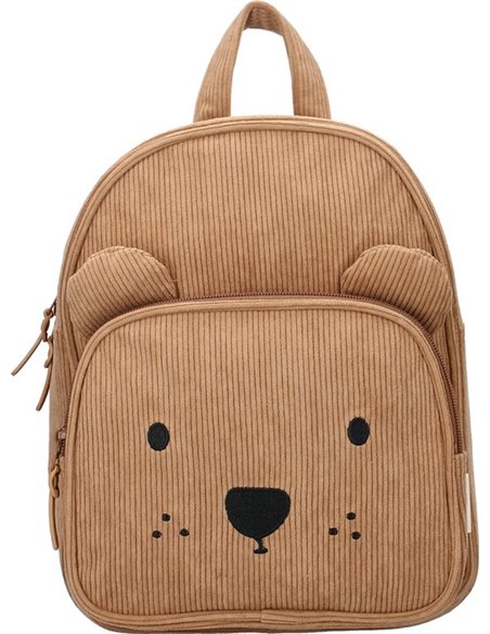 Sac à dos enfant ourson côtelé beige