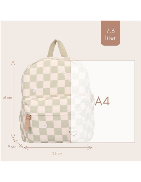 Sac à dos enfant pâquerettes beige/vert