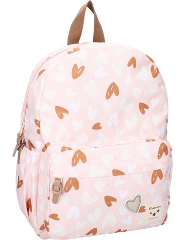 Sac à dos enfant coeurs rose/caramel