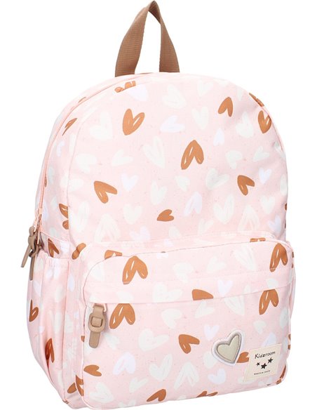 Sac à dos enfant coeurs rose/caramel