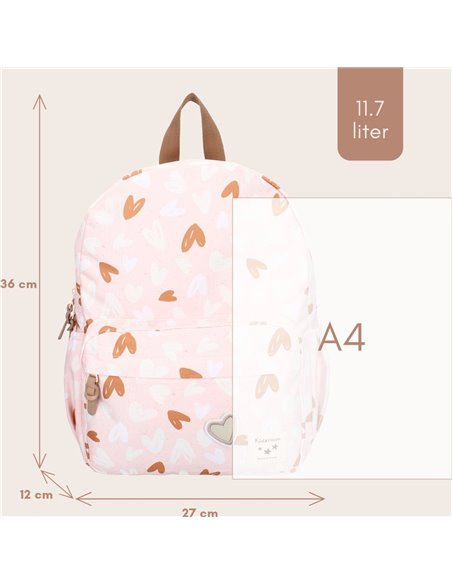 Sac à dos enfant coeurs rose/caramel