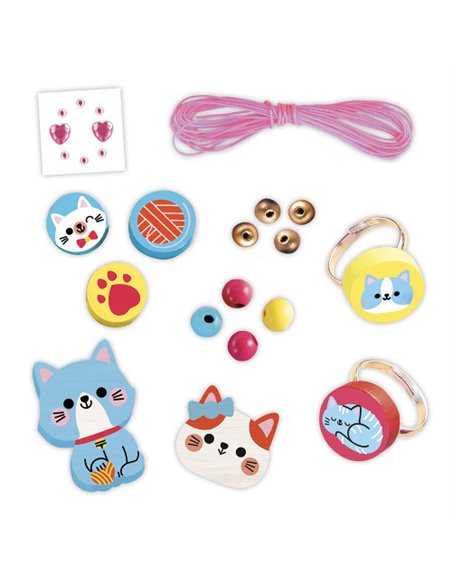 4 Bijoux En Bois A Créer Petits Chats - Janod
