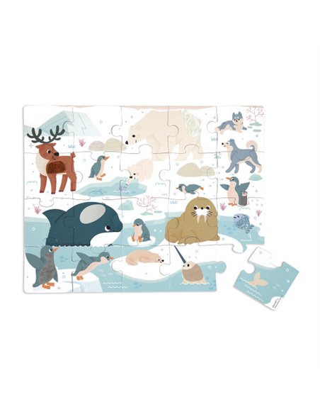 Puzzle Tactile 'Animaux Polaires' 20 pièces - Janod