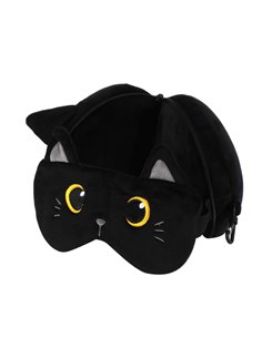 Oreiller avec masque de sommeil chat noir - itotal 2