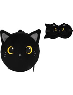Oreiller avec masque de sommeil chat noir - itotal
