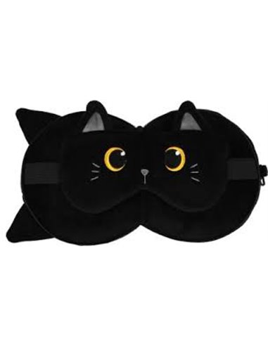 Oreiller avec masque de sommeil chat noir - itotal