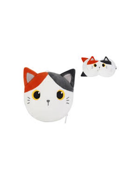 Oreiller avec masque de sommeil chat orange - itotal