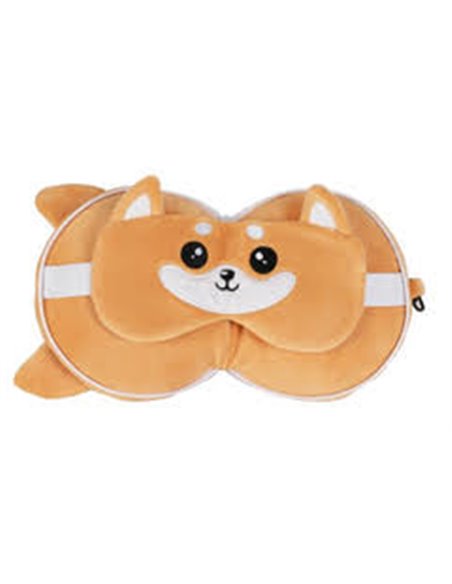 Oreiller avec masque de sommeil chien shiba - itotal