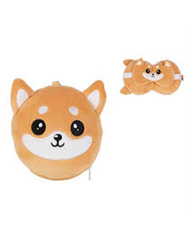 Oreiller avec masque de sommeil chien shiba - itotal