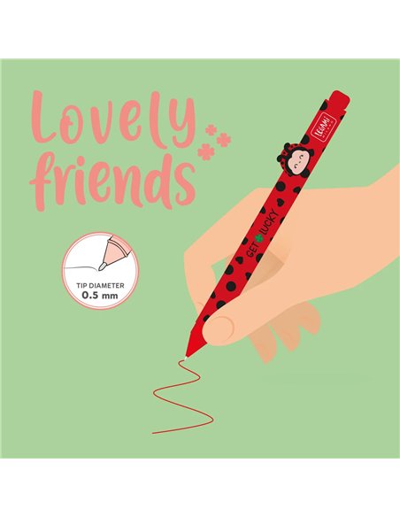 Stylo Gel Décoratif Lovely Friends Coccinelle ladybug - LEGAMI