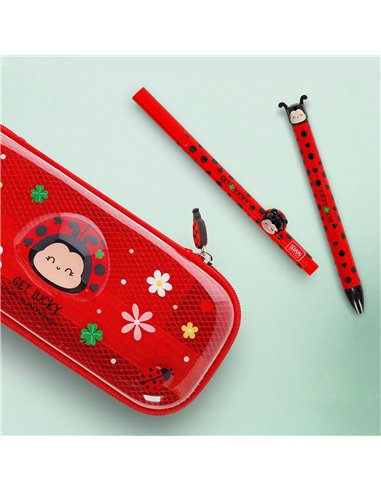 STYLO À BILLE 2 COULEURS - CLICK&CLACK Coccinelle ladybug - Legami