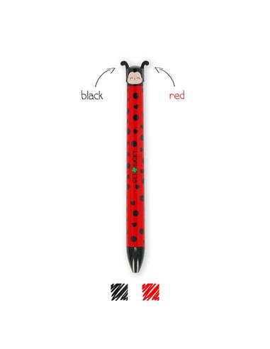 STYLO À BILLE 2 COULEURS - CLICK&CLACK Coccinelle ladybug - Legami