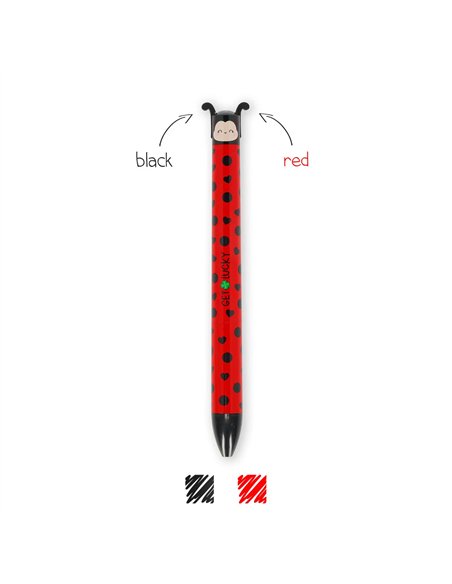 STYLO À BILLE 2 COULEURS - CLICK&CLACK Coccinelle ladybug - Legami