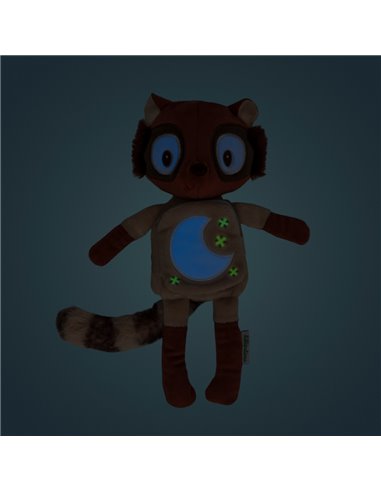 Peluche phosphorescente et livre en tissu Elvis le lémurien - Lilliputiens
