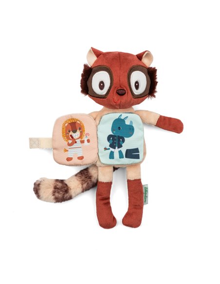 Peluche phosphorescente et livre en tissu Elvis le lémurien - Lilliputiens