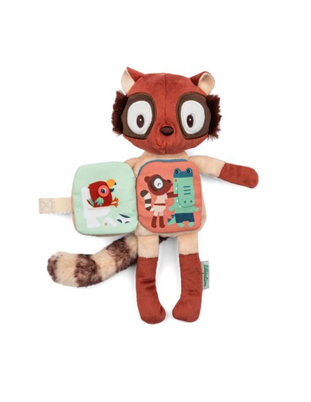 Peluche phosphorescente et livre en tissu Elvis le lémurien - Lilliputiens
