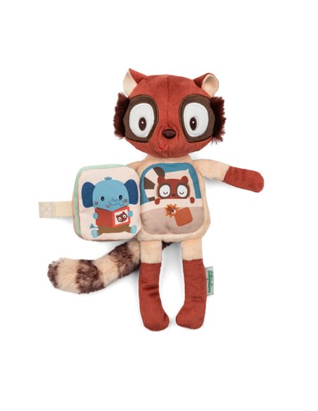 Peluche phosphorescente et livre en tissu Elvis le lémurien - Lilliputiens