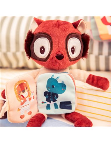 Peluche phosphorescente et livre en tissu Elvis le lémurien - Lilliputiens