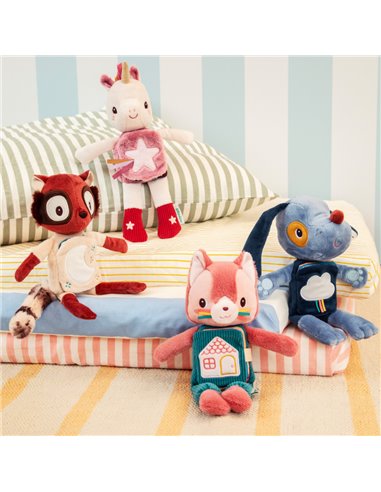 Peluche phosphorescente et livre en tissu Elvis le lémurien - Lilliputiens