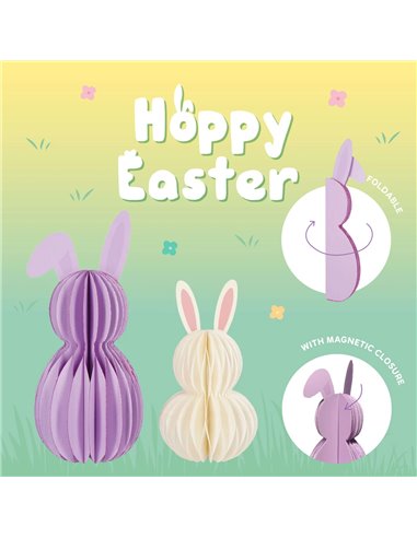 Set de 2 Petits Lapins Pliables en Papier - Hoppy Easter- BUNNY - pâques 2026 - LEGAMI